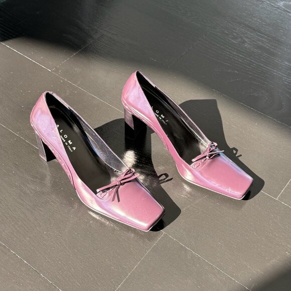 Dark Purple Paloma Square Tip Heels - Made in Italy - Picture 4 of 9